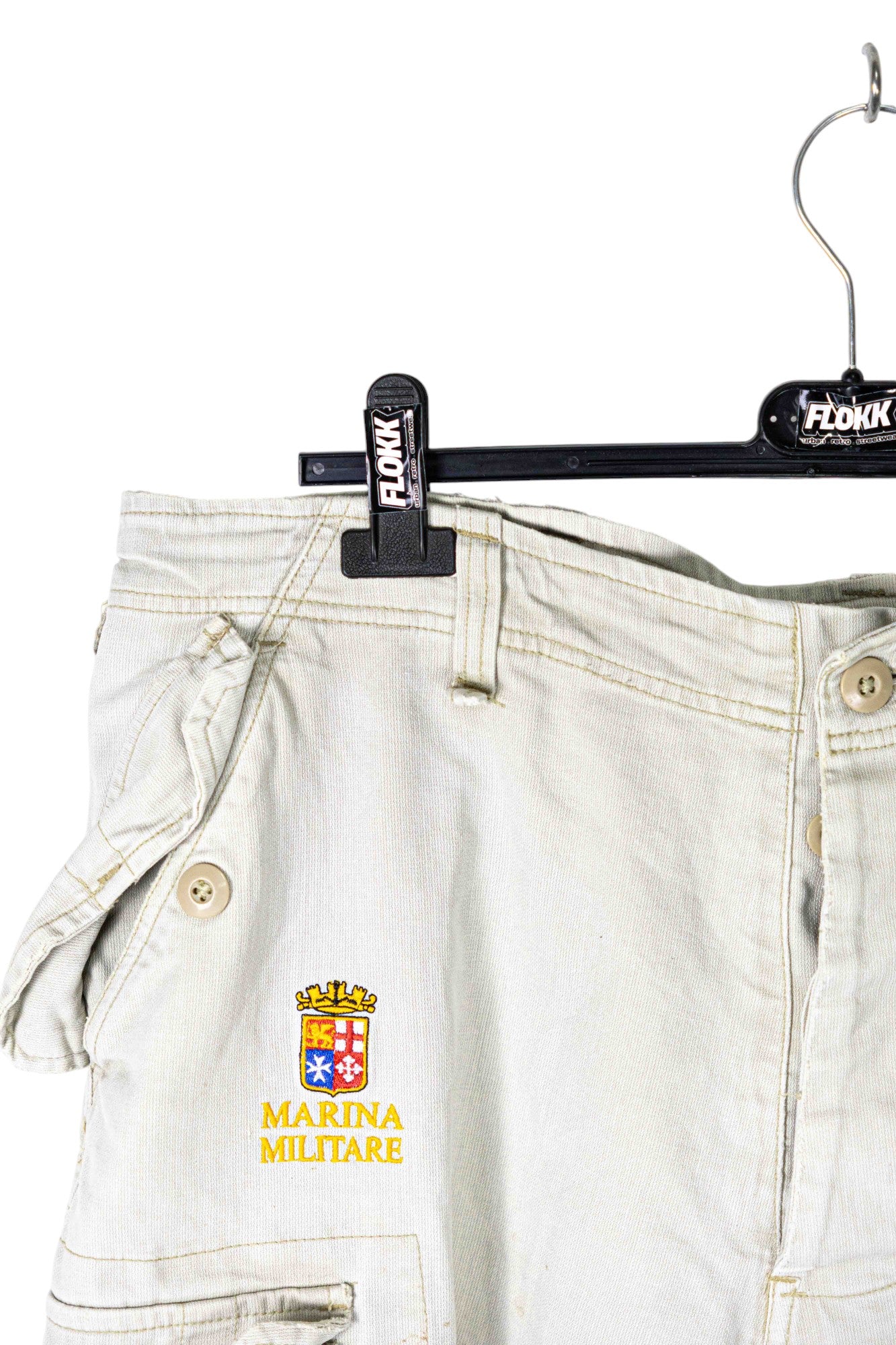 Miltec Beige Embroidered Cargo Shorts