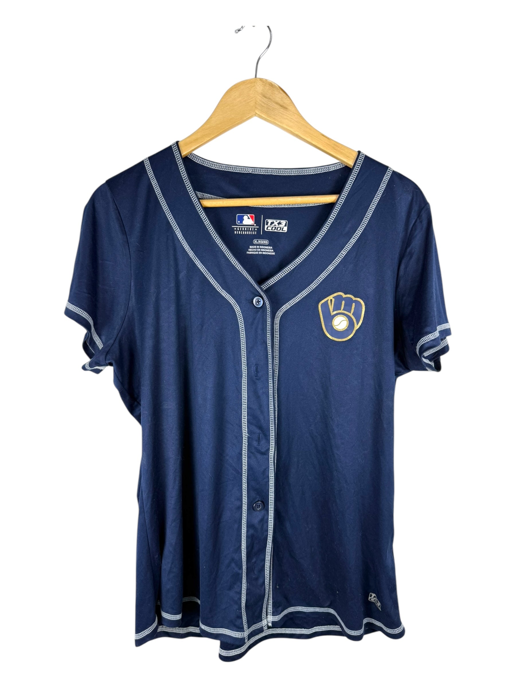 Navy Button Up Baseball Jersey