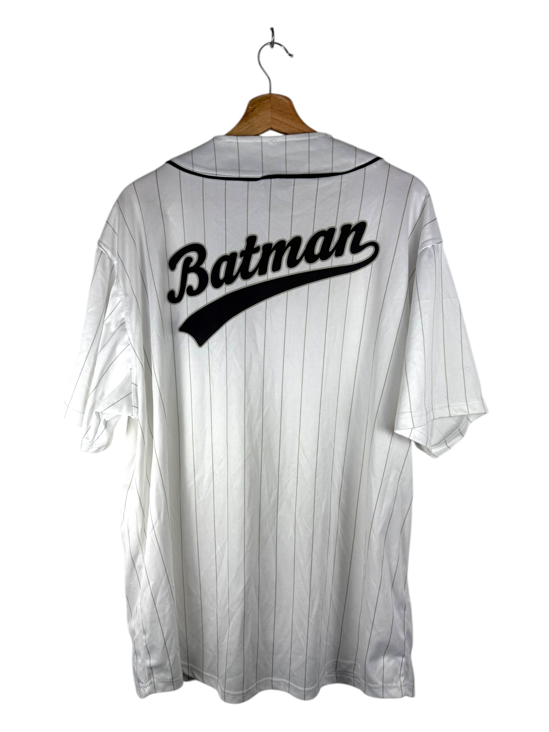 Batman White Button Up Baseball Style Shirt