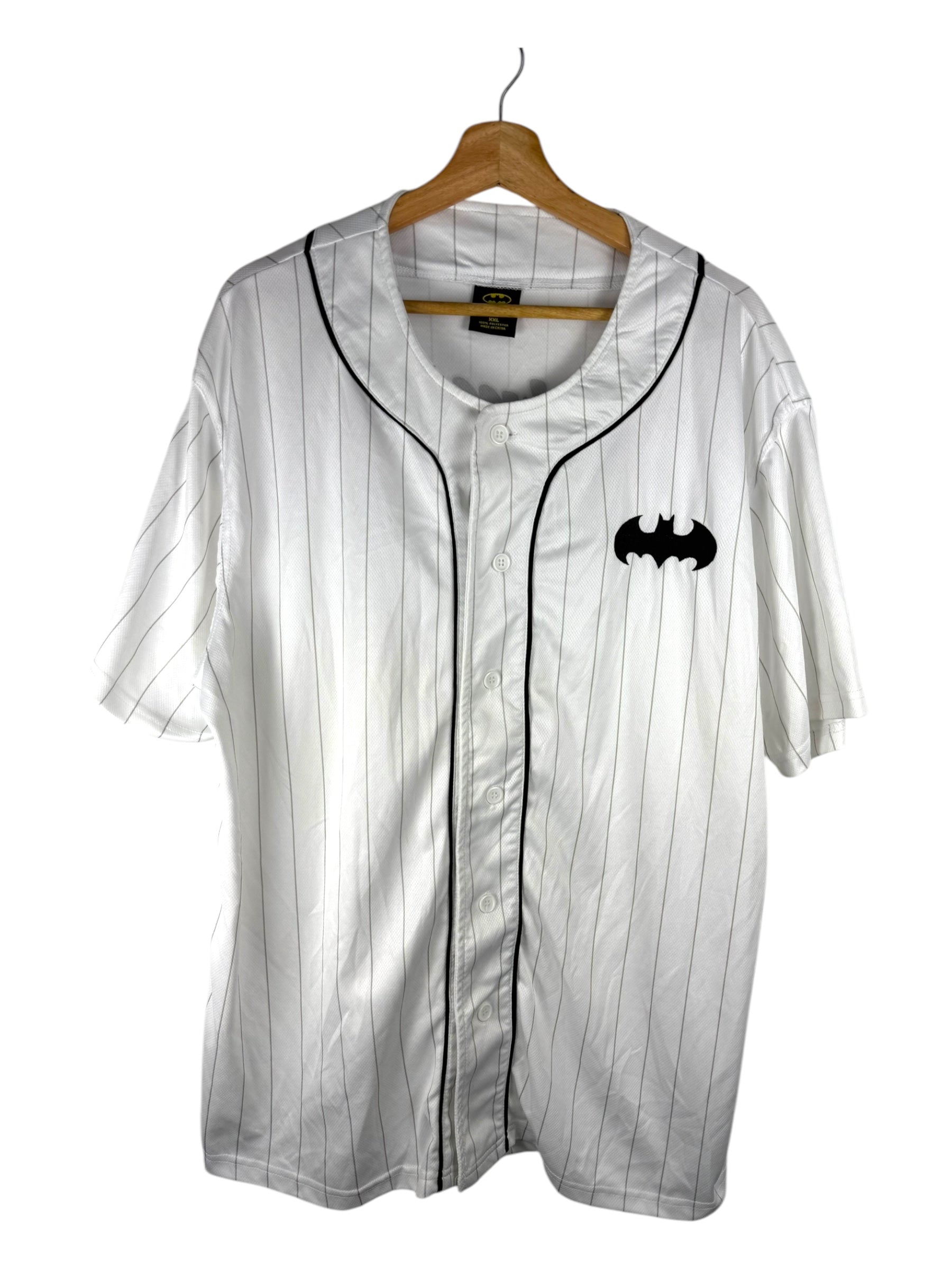 Batman White Button Up Baseball Style Shirt