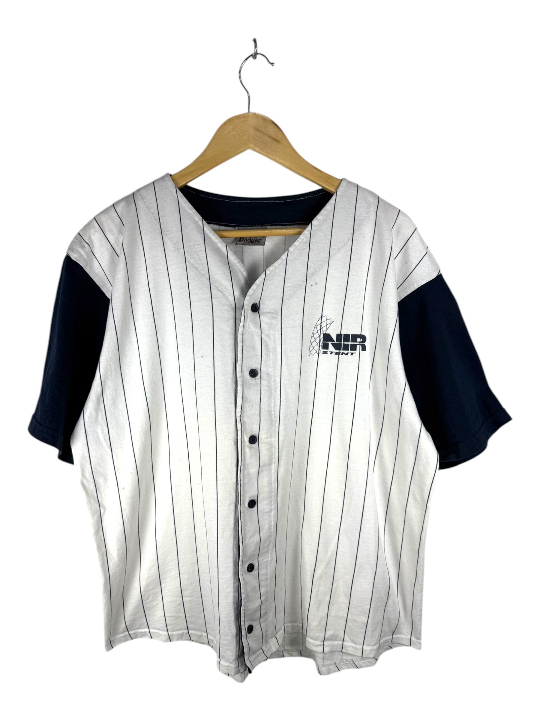 Badger White Button Up Baseball Shirt