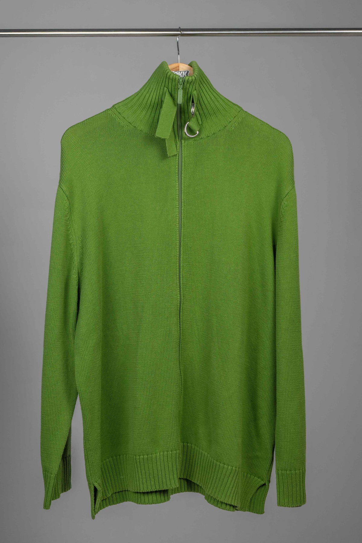 Green knitted zip up