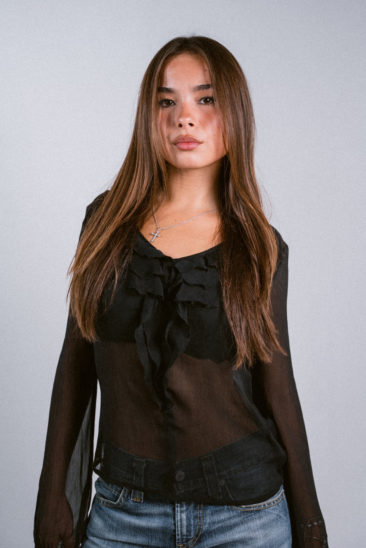 Black mesh blouse