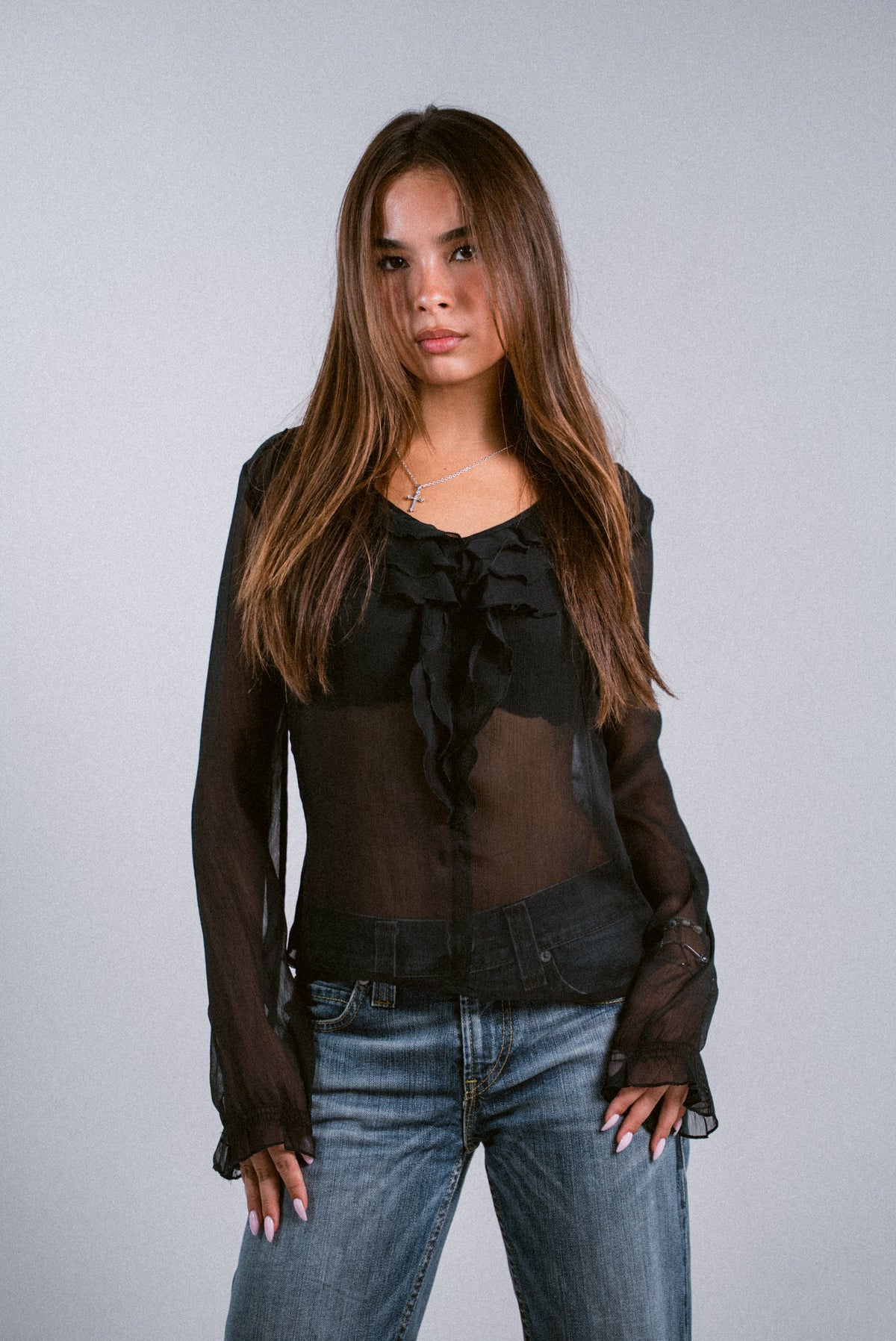 Black mesh blouse