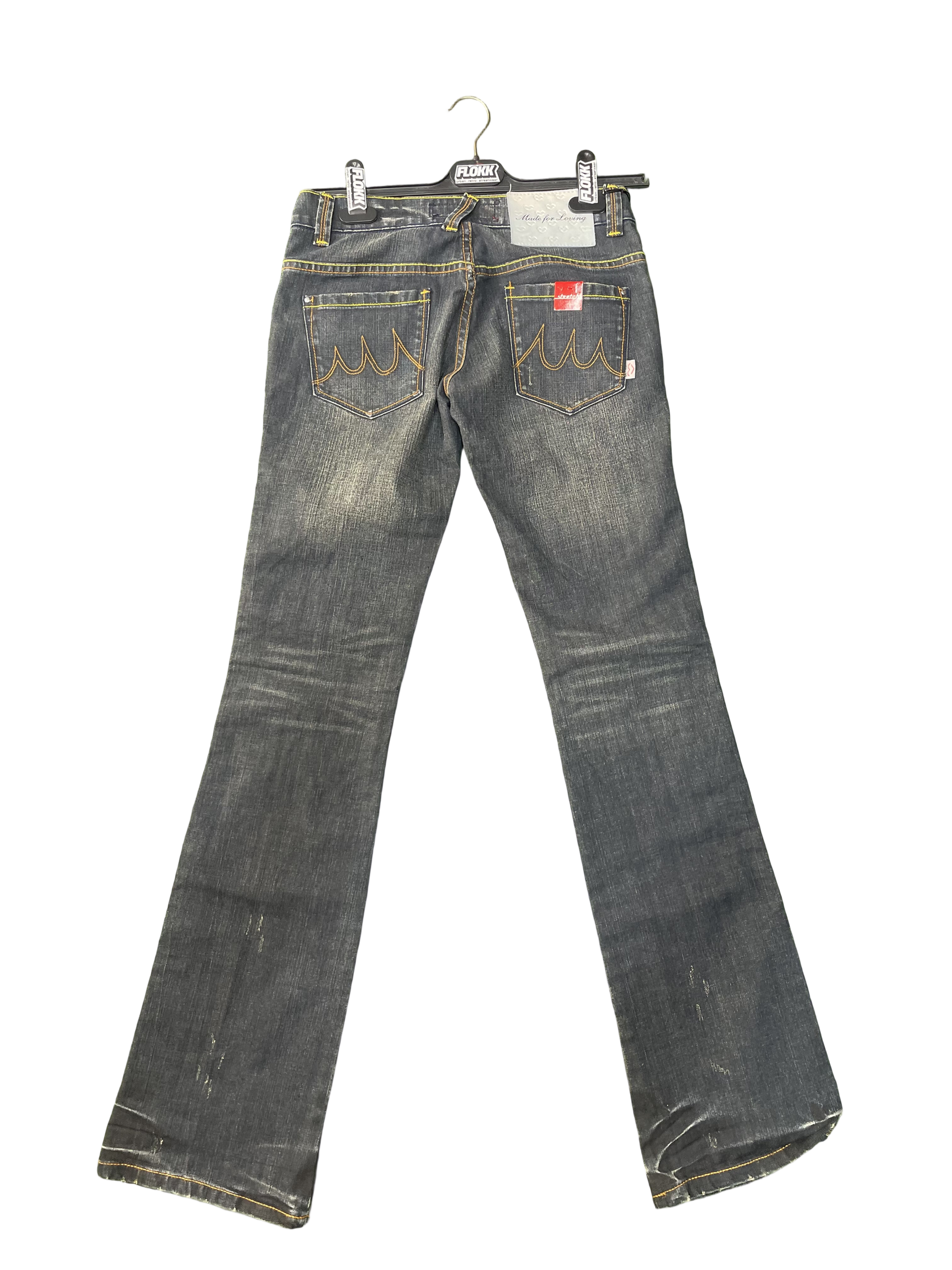 Yellow trim Vintage jeans- S