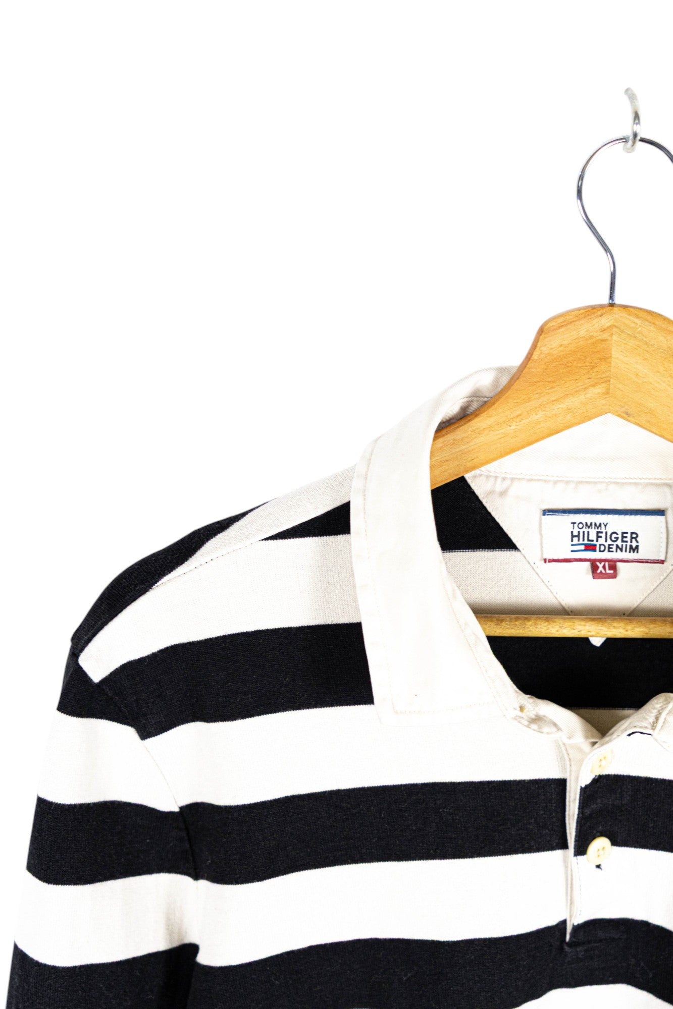 Tommy Hilfiger '90 Striped Black and White Polo Shirt