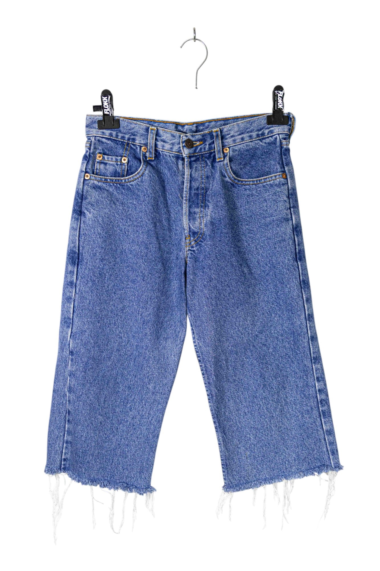 Levi's Frayed Long Denim Shorts
