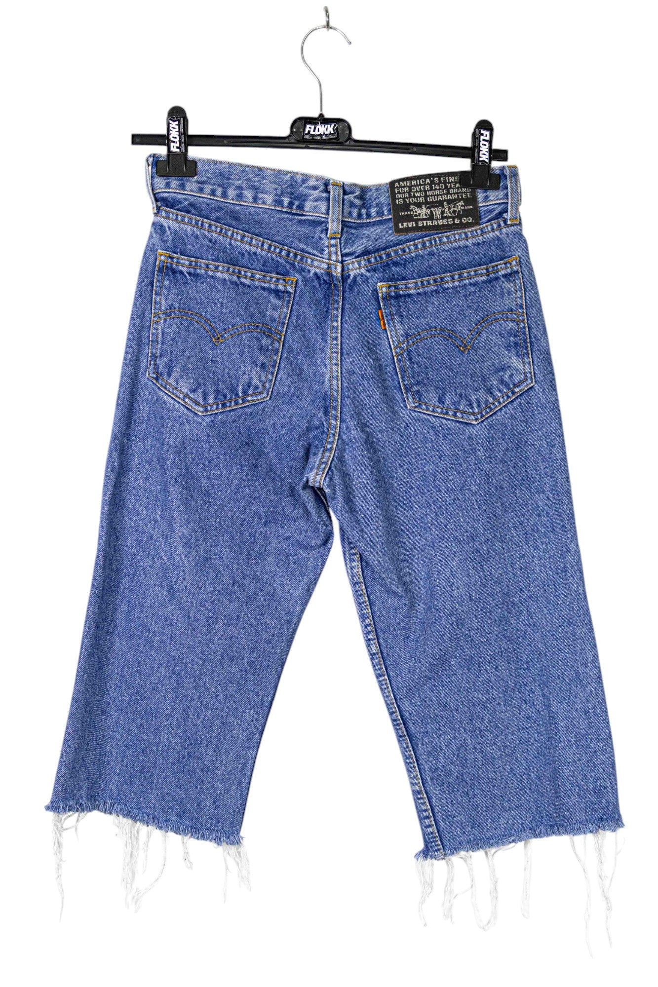 Levi's Frayed Long Denim Shorts