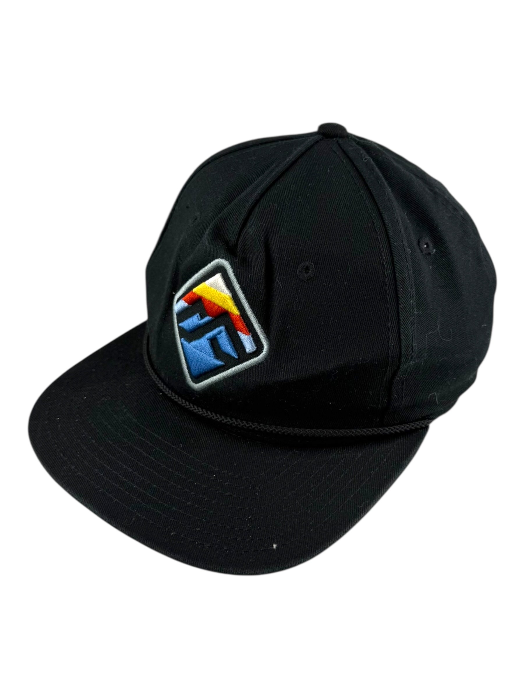 Embroidered Graphic Black Adjustable Snapback Cap