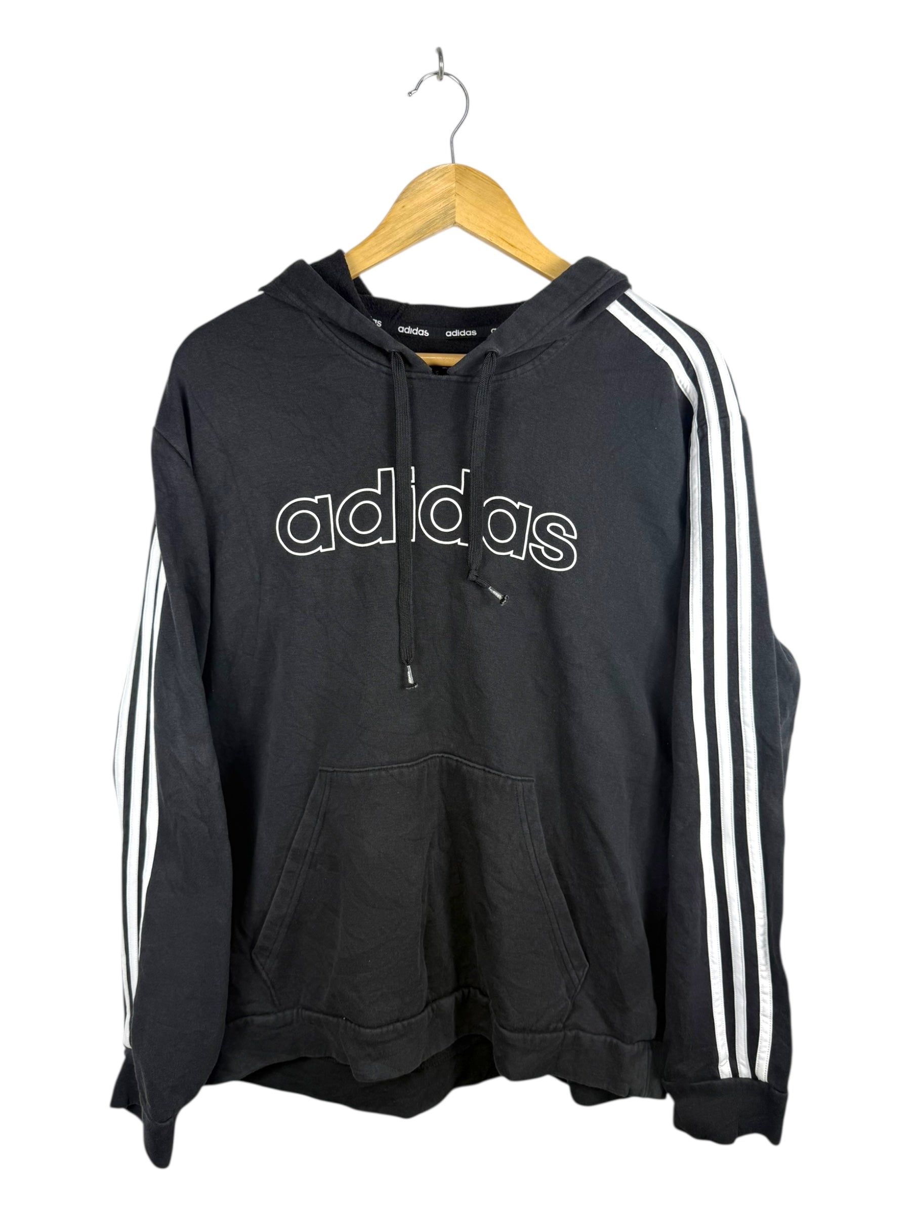 Adidas 90'S Black Printed Hoodie - Medium