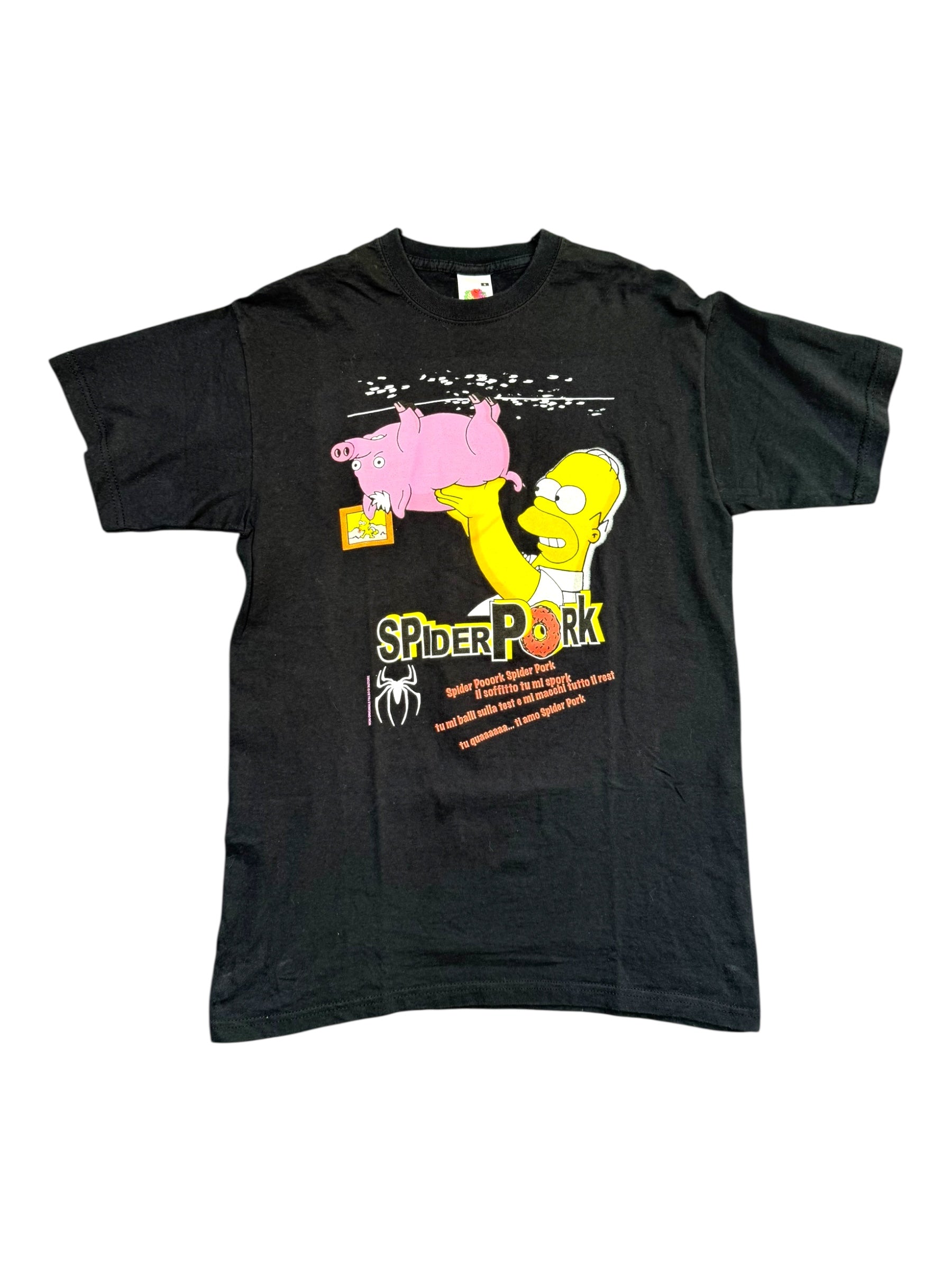 Spider Pork Simpson Black Graphic T-Shirt - Small