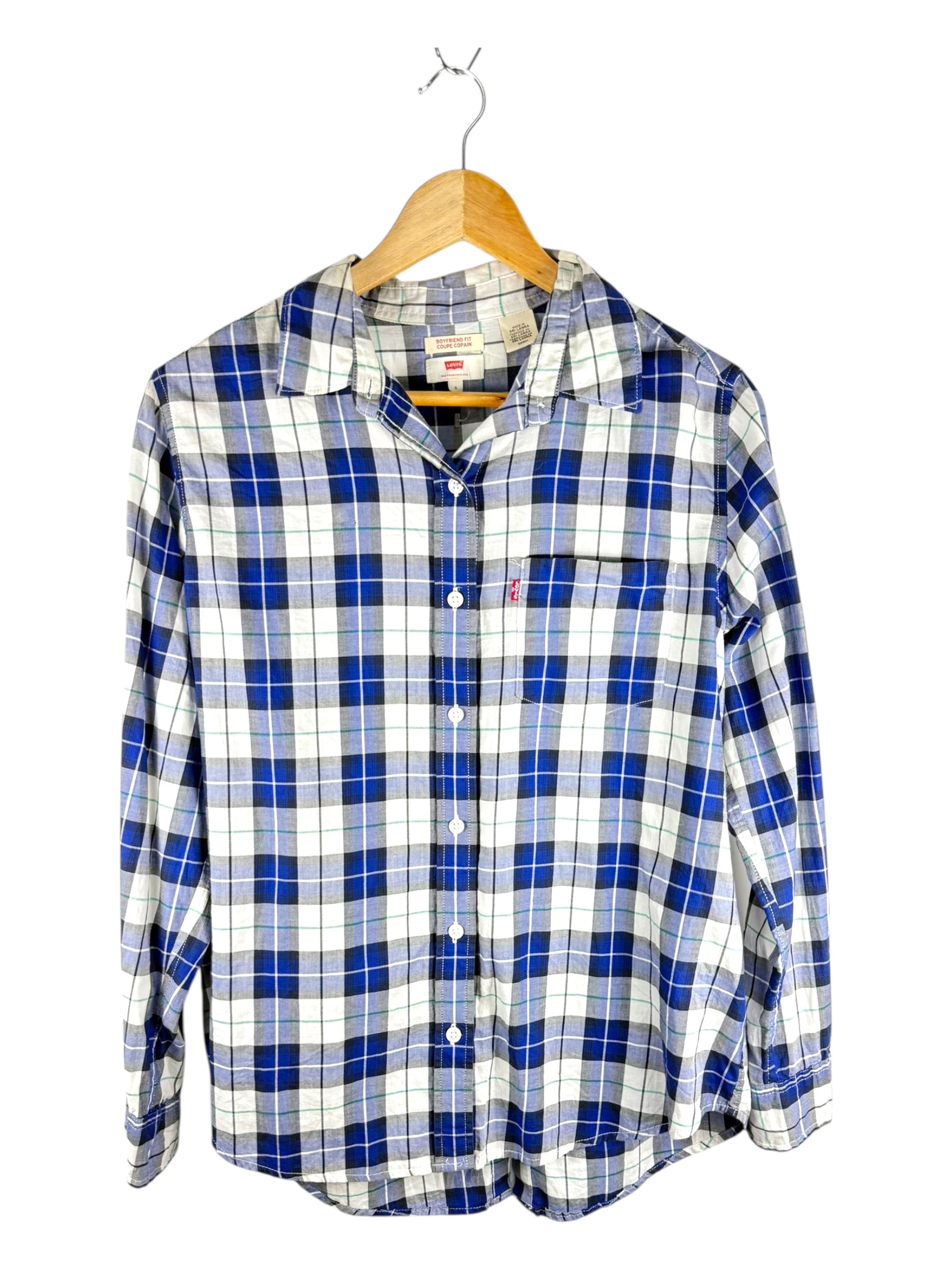 Levis Blue Plaid Shirt - Small