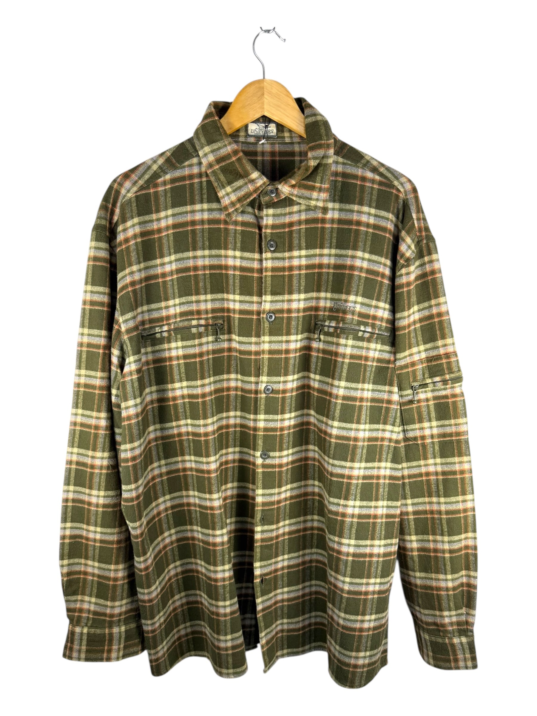 Universe Green Plaid Flannel Shirt -  X Large