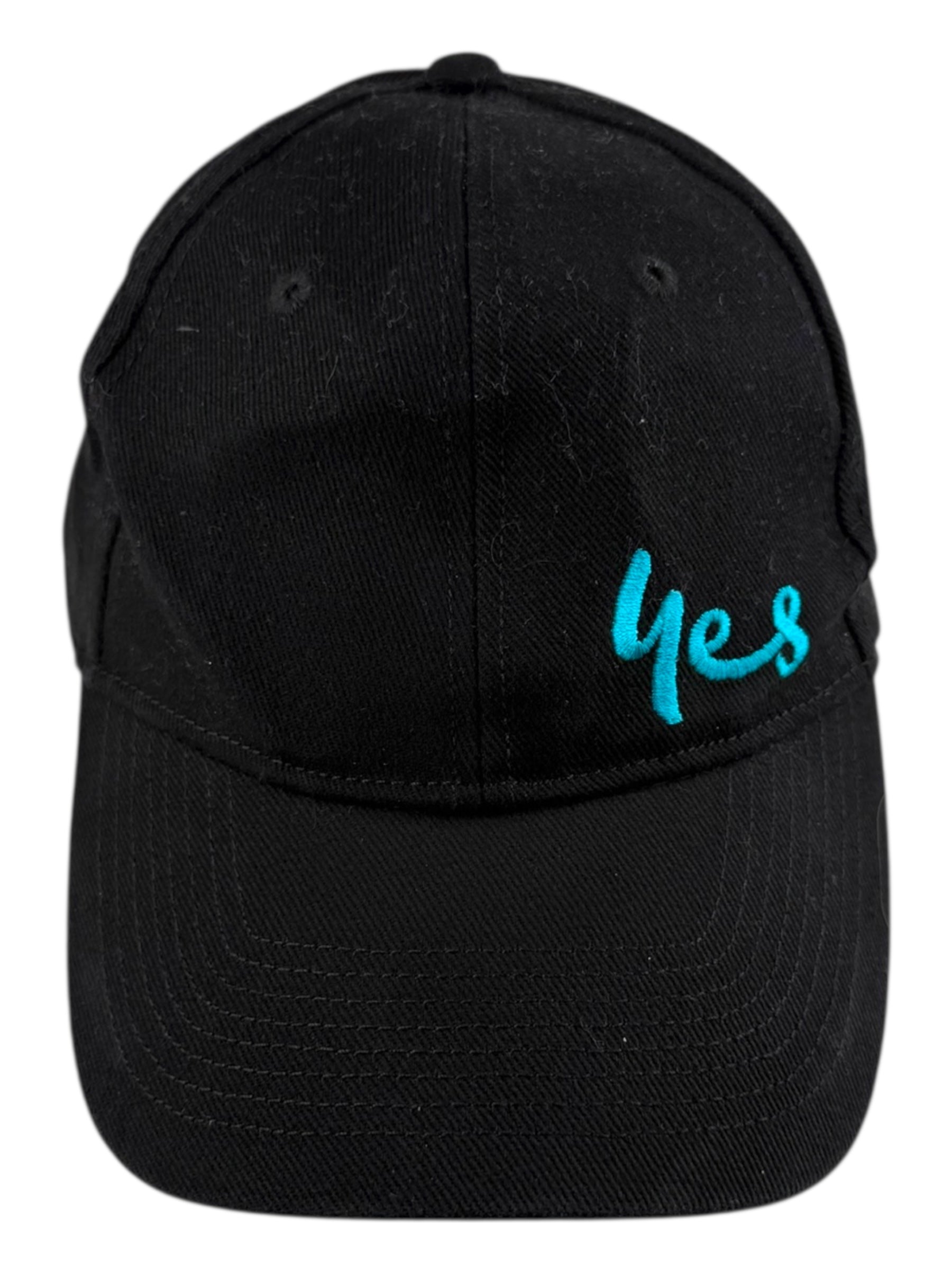 Yes Black Embroidered Dad Cap