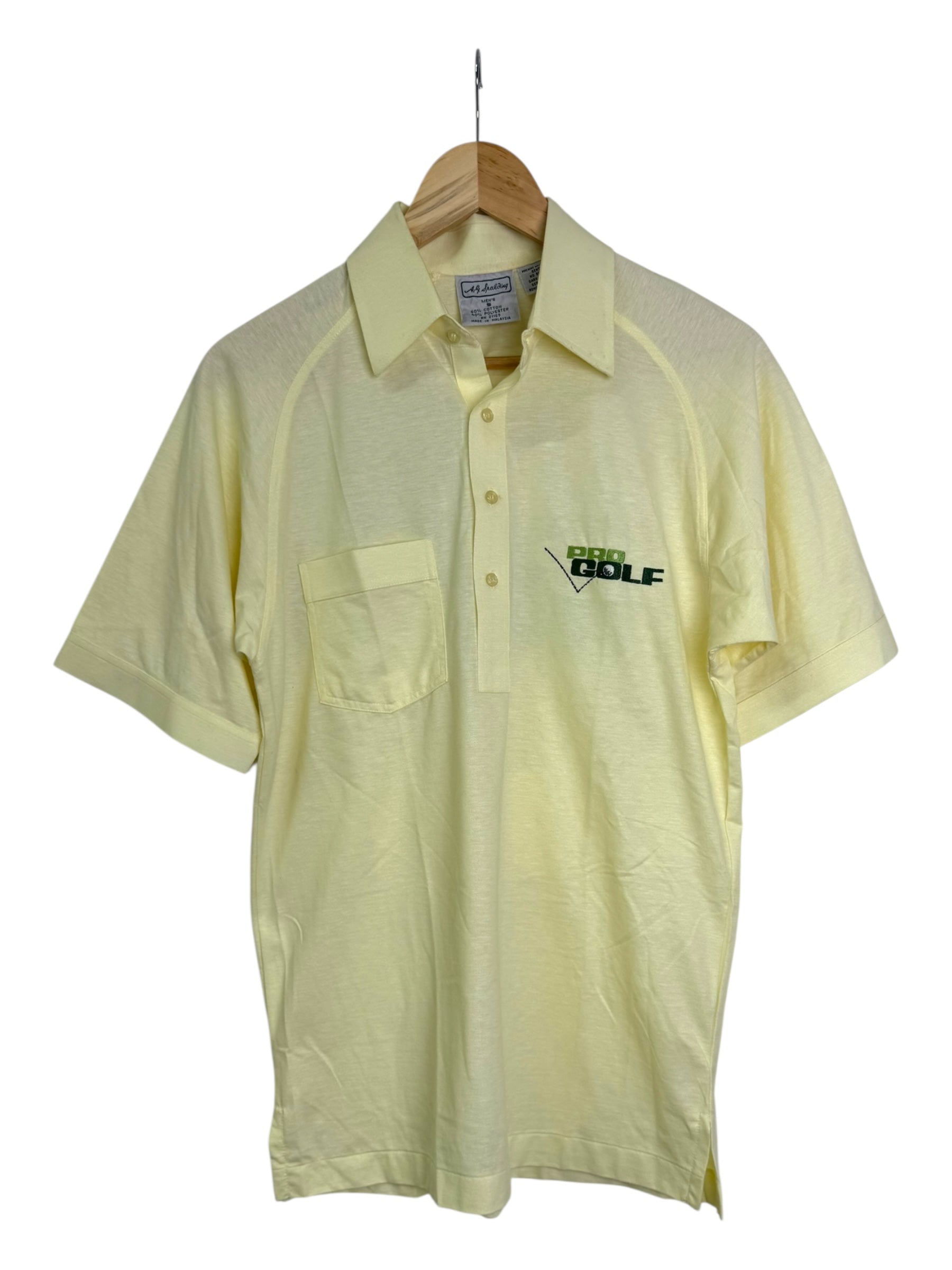 Spalding Butter Yellow Vintage 90's Sports Polo Shirt