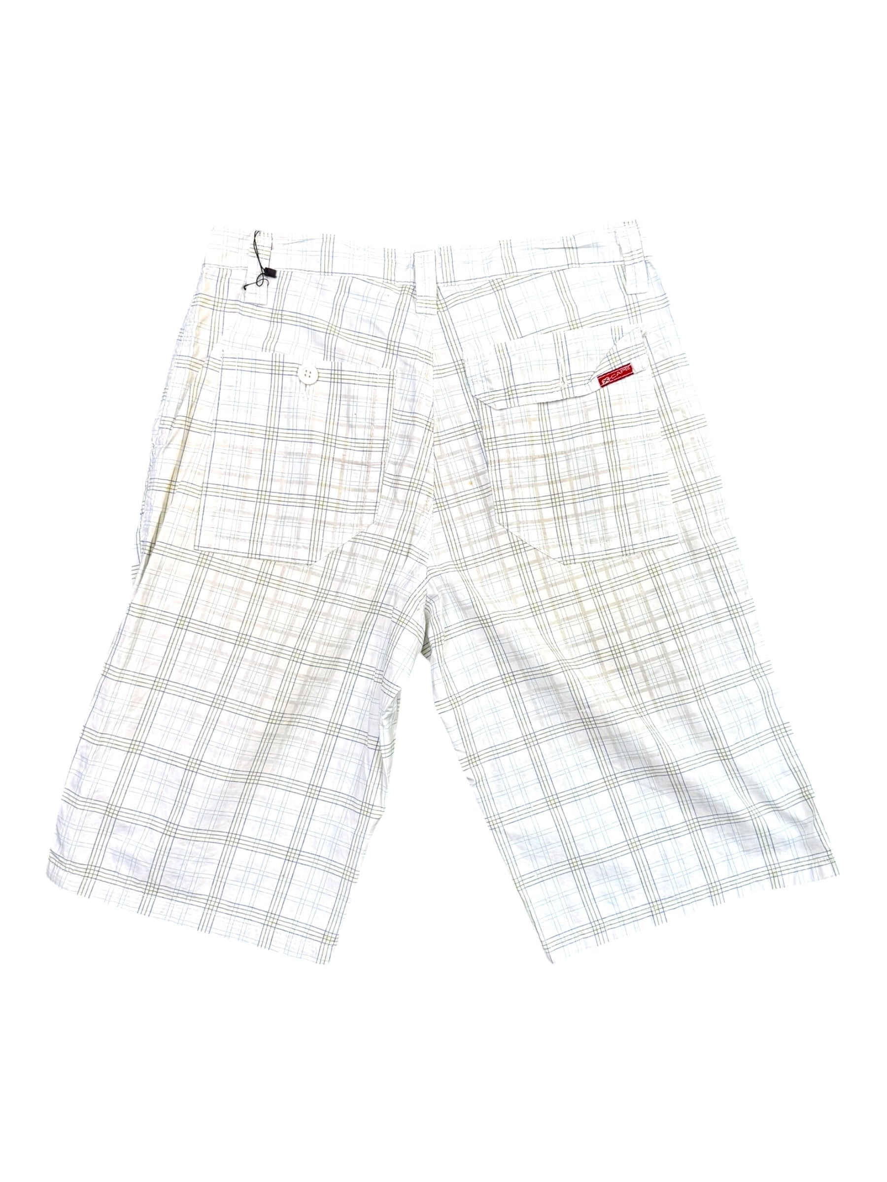 X-Cape White Plaid Y2K Cargo Bermuda  - 30W L59