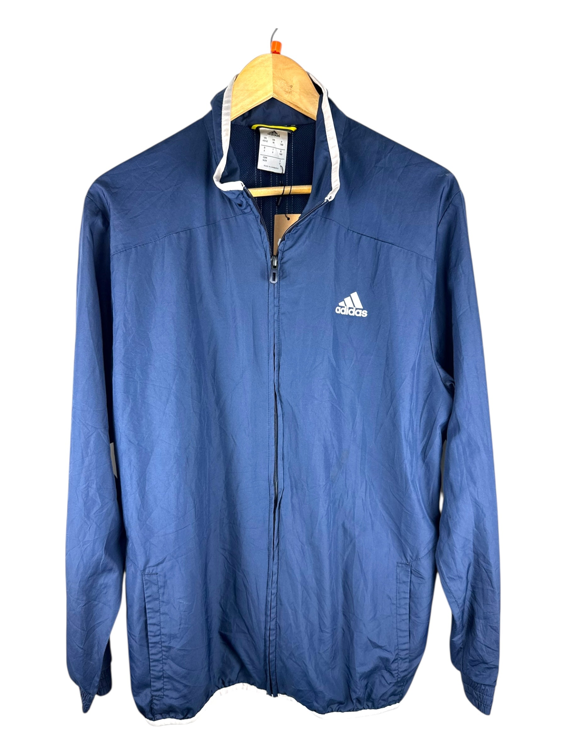 Adidas 90's Style Blue and White Stripped Jacket -  Medium