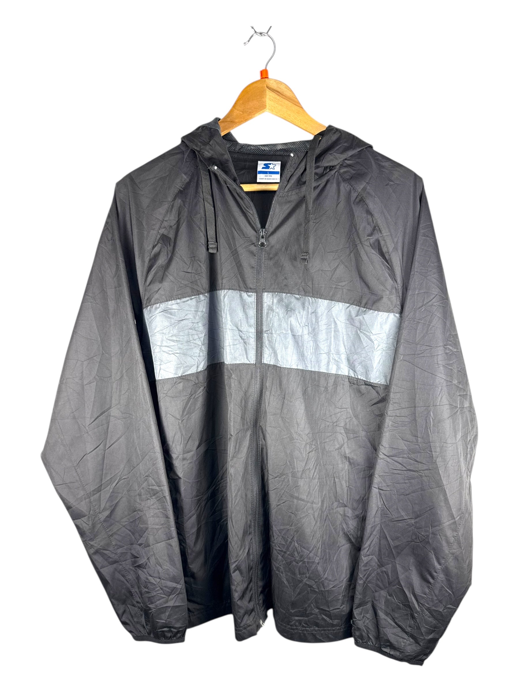 STARTER Black Windbreaker Zip-Up -  X Large