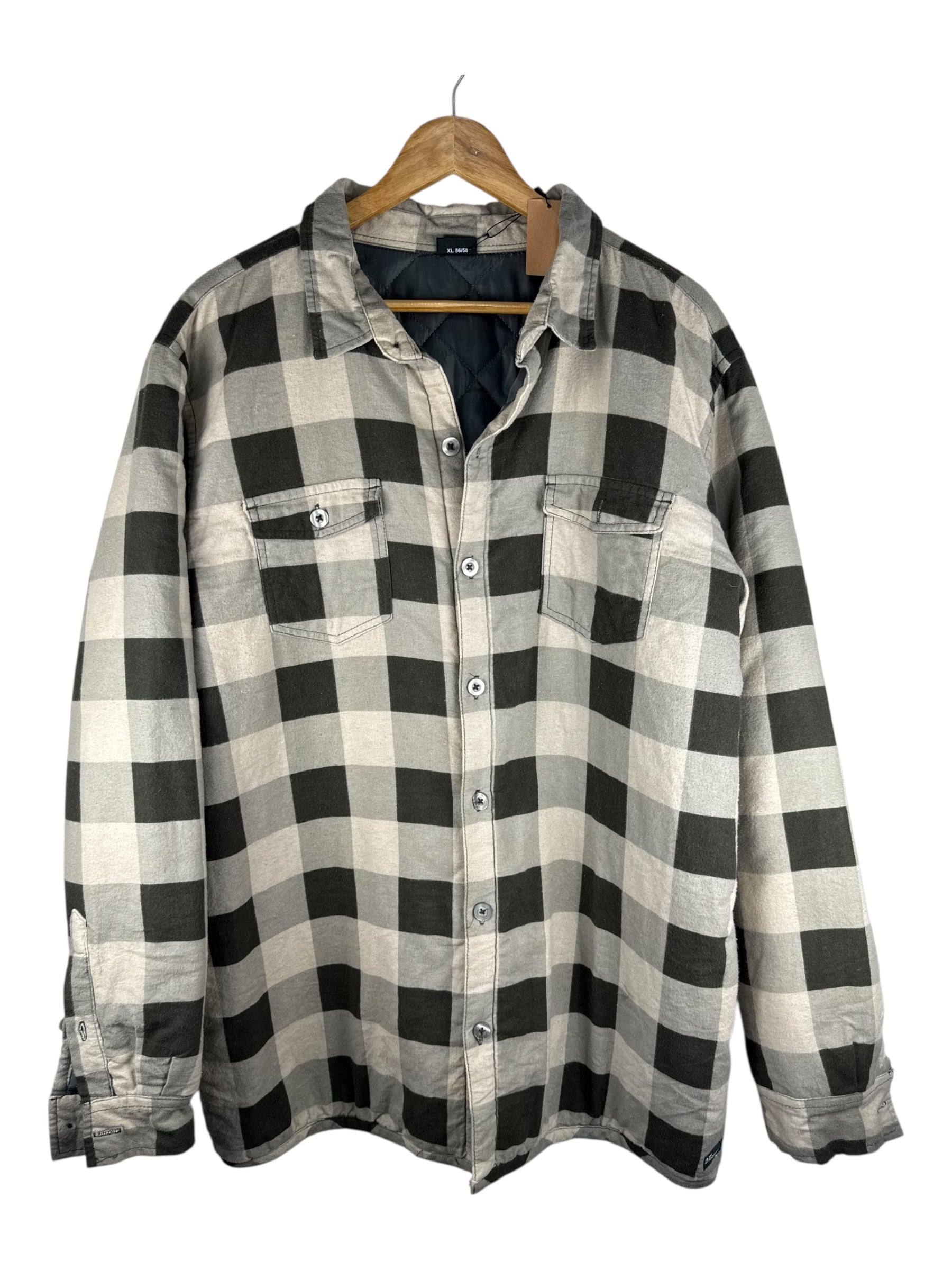 Padded Green Plaid Flannel Shirt -  X Large