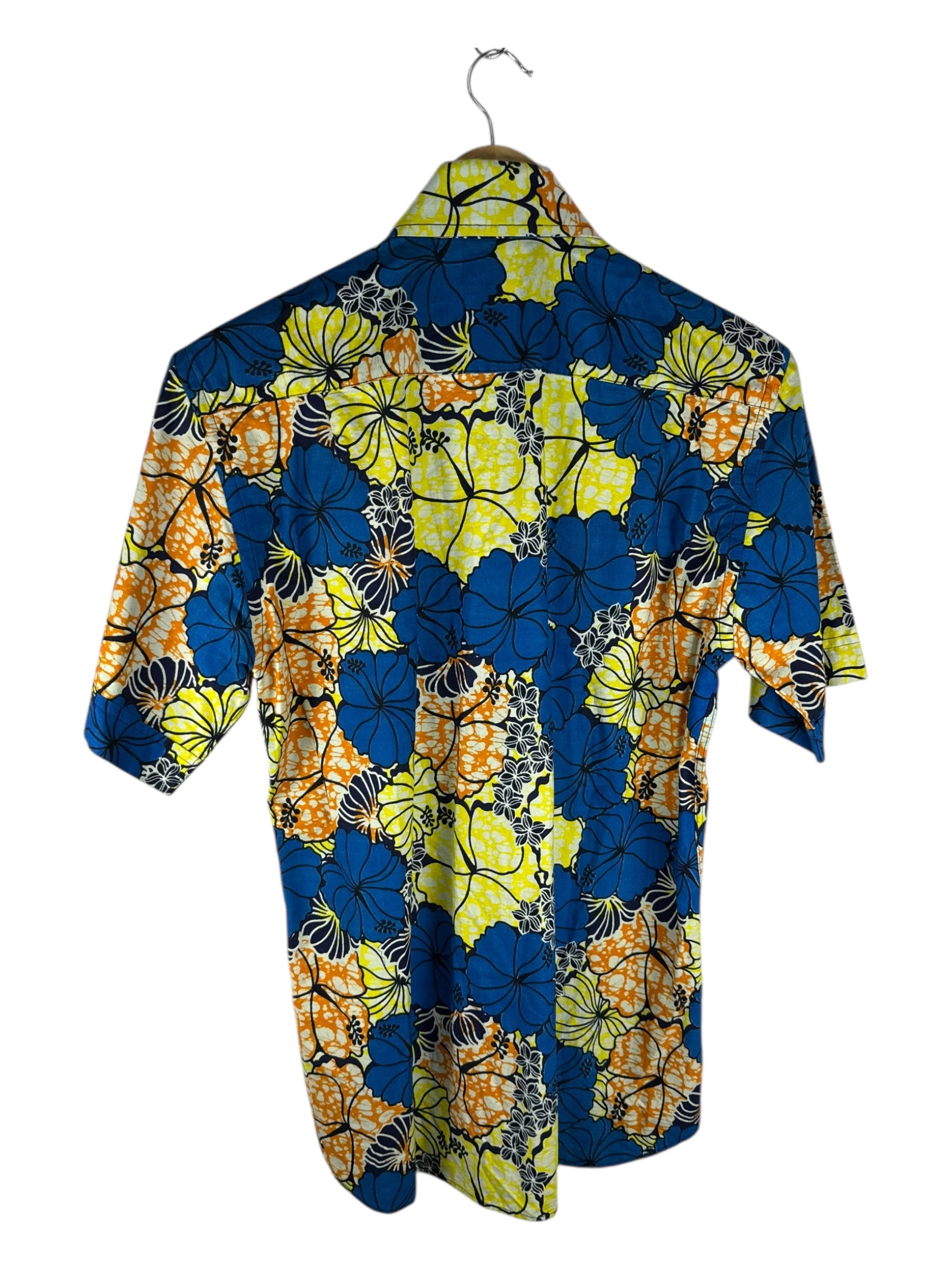 Blue Oriental Print Hawaiian Shirt - Medium