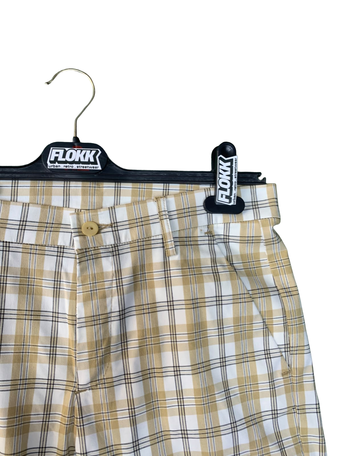 Plaid patterned high wasted pants- M