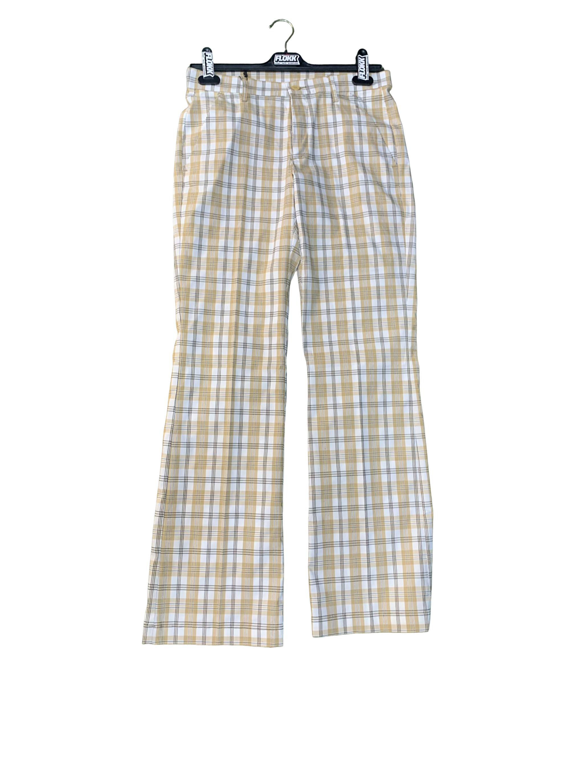 Plaid patterned high wasted pants- M