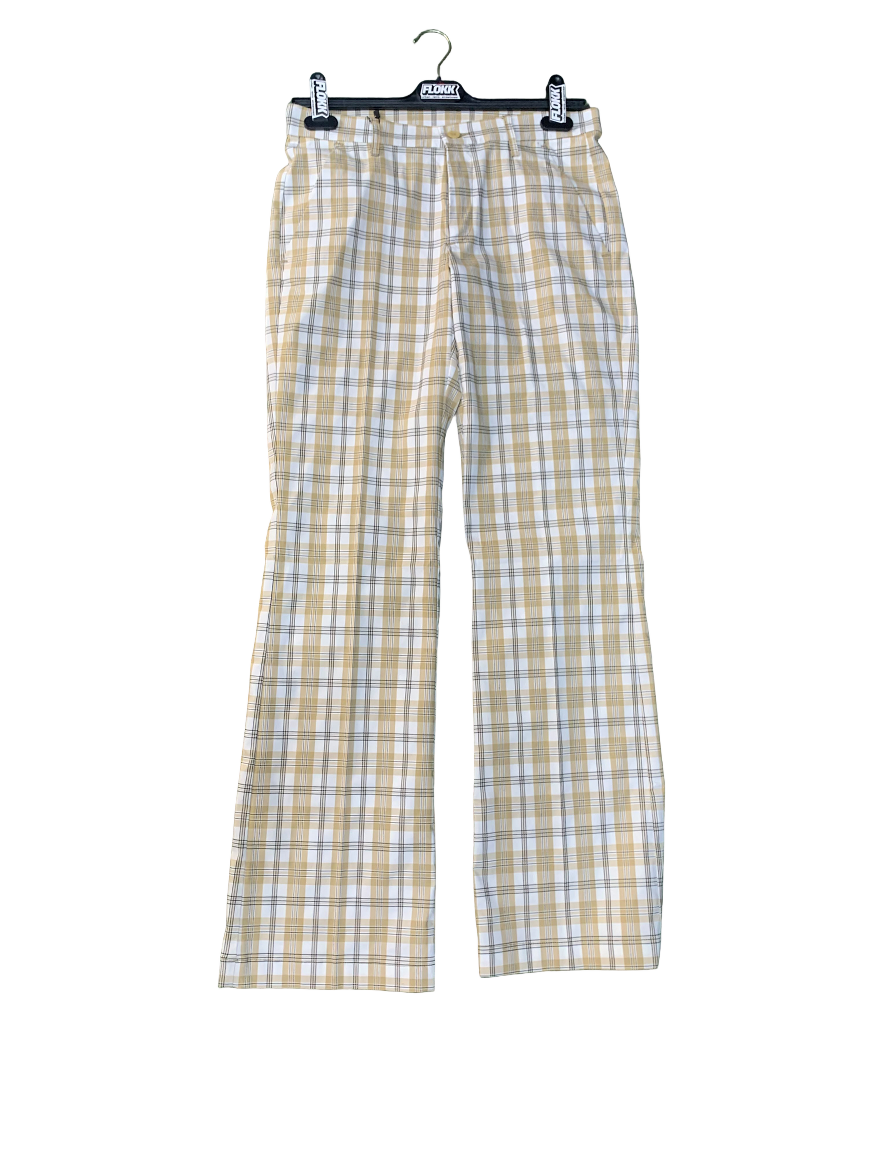Plaid patterned high wasted pants- M