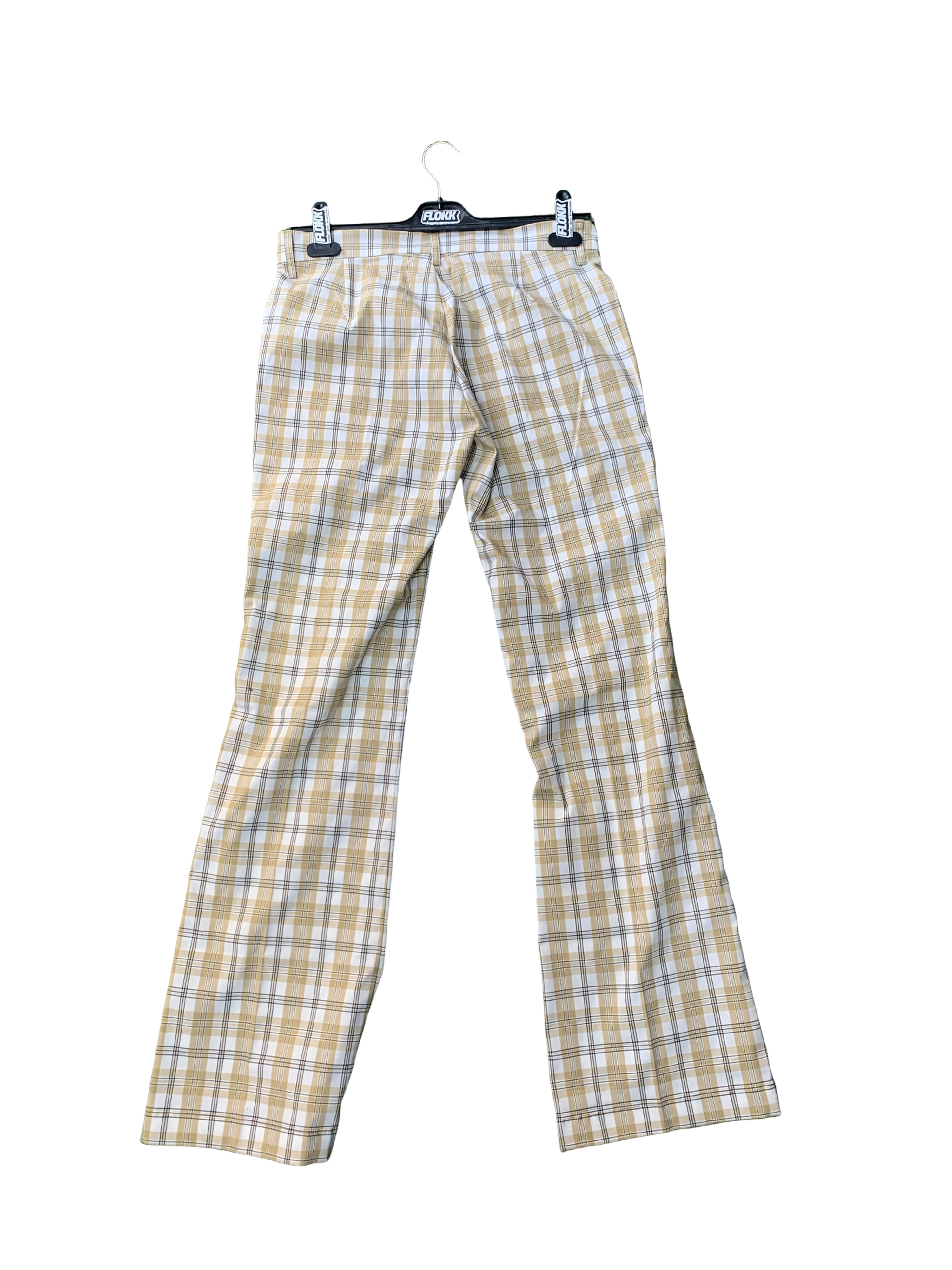 Plaid patterned high wasted pants- M